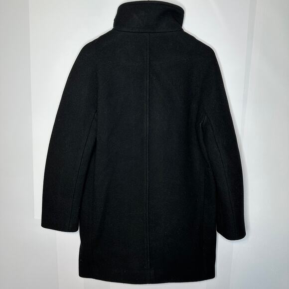 J.Crew Nello Gori Italian Stadium Cloth Villa Cocoon Black Wool Coat Size 2 Tall - Picture 7 of 12